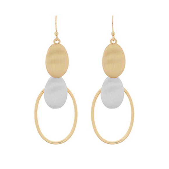 Satin Oval Linked Drop Earrings - Picture 2 of 2